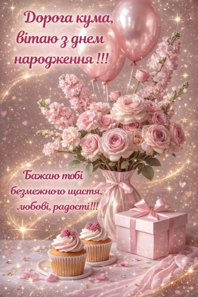 Короткі привітання з Днем народження кумі картинка 3