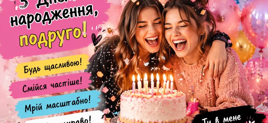 Прикольні привітання з Днем народження подруги картинка