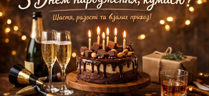 привітання з Днем народження кумася своїми словами картинка