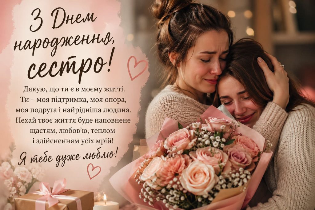 Привітання з Днем народження сестрі до сліз картинка 6